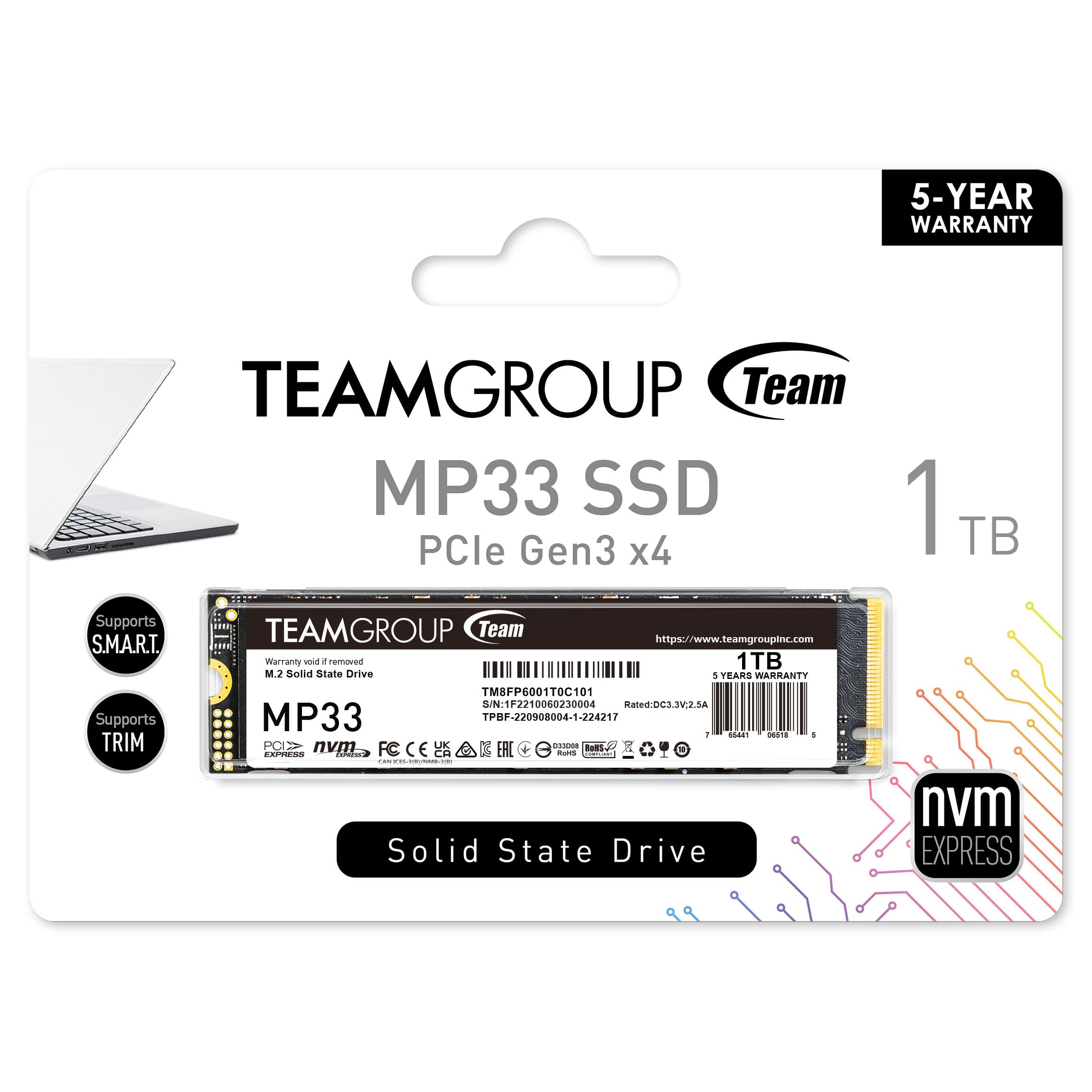 Amazon.com: TEAMGROUP MP33 1TB SLC Cache 3D NAND TLC NVMe 1.3 PCIe